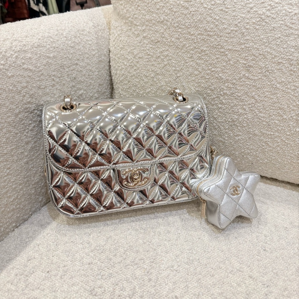 Chanel Small Mirror Metallic Hollywood Boulevard flap bag with star coin purse